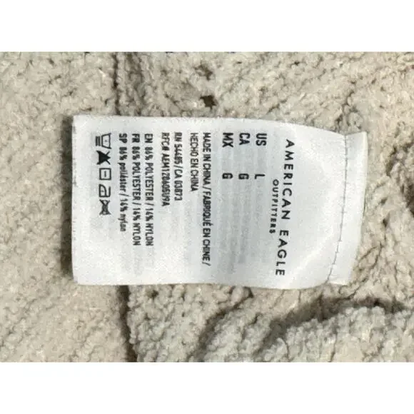 American Eagle Outfitters Sweater Womens Large White Open Knit V Neck Dolman - Picture 6 of 8